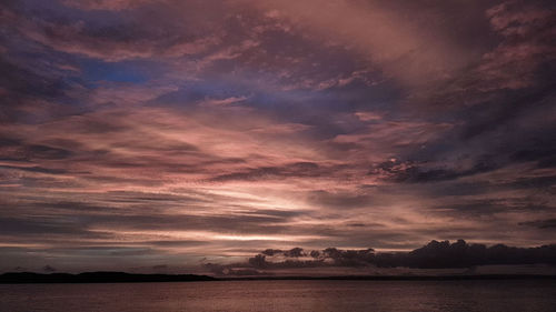 Scenic view of sea against dramatic sky