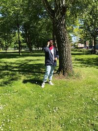 Full length of man standing on field