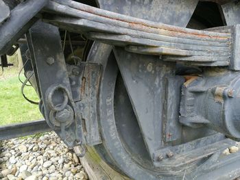 Close-up of abandoned train