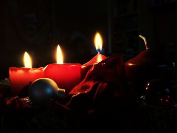 Close-up of burning candles