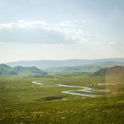 Scenic view of mountains against sky