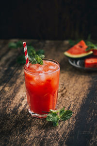 Freshly served watermelon mojito cocktails