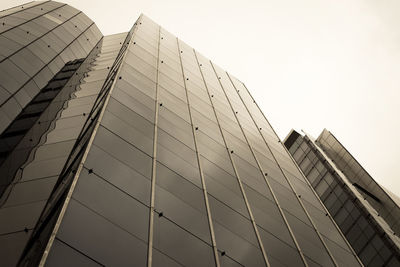 Low angle view of modern building against clear sky