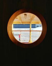 Low angle view of skylight in building