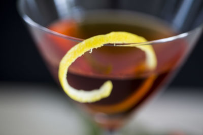 Close-up of beer in glass