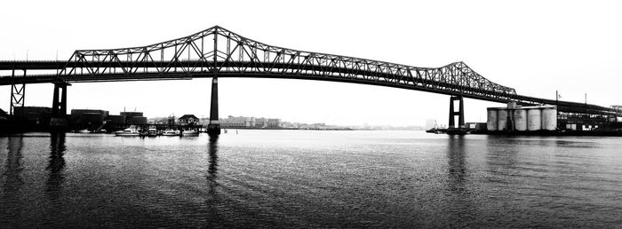 View of bridge over river against clear sky