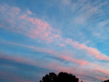 Low angle view of silhouette trees against romantic sky