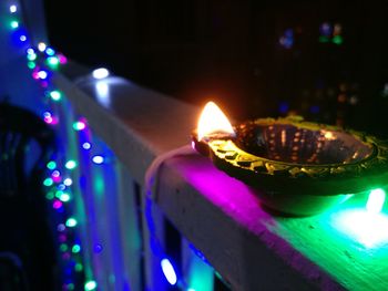 Close-up of illuminated candles