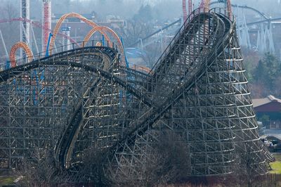 High angle view of roller coaster 