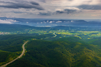 Aerial view of landscape against sky