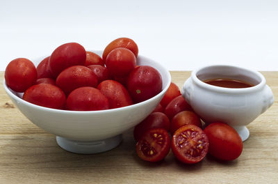 Close-up of strawberries in bowl