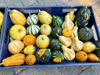 High angle view of vegetables on table