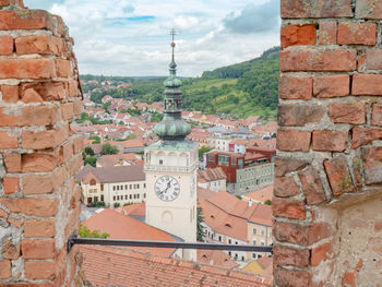 View of church tower of saint wenceslas in mikulov in the czech republic.