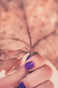 Close-up of hand holding hands