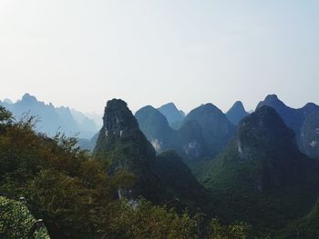 Scenic view of mountains against clear sky