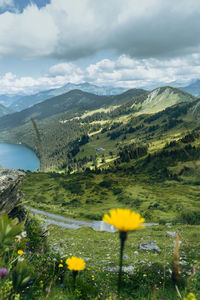 Scenic view of mountains against sky