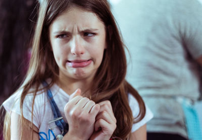 Portrait of girl making a funny face