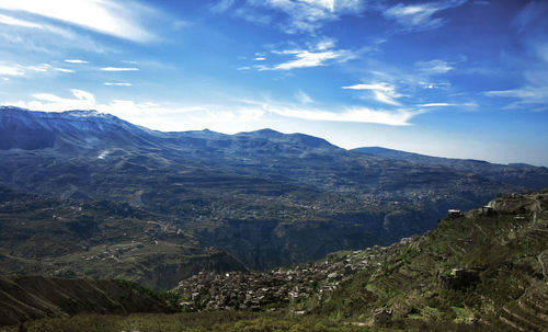 Scenic view of mountains against sky