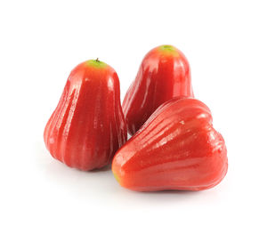 Close-up of strawberry against white background