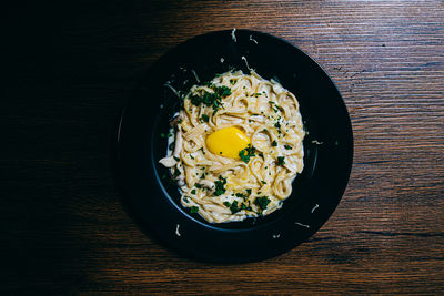 High angle view of food in bowl