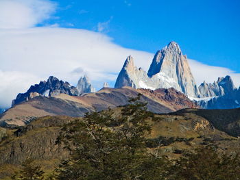 Panoramic view of mountains against sky