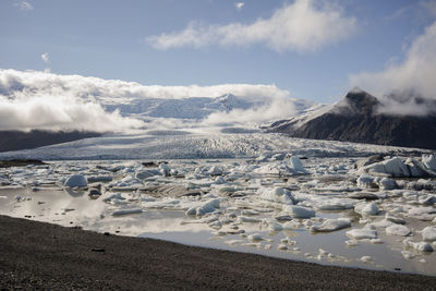 Jokulsarlon glacier lagoon with glacier in background