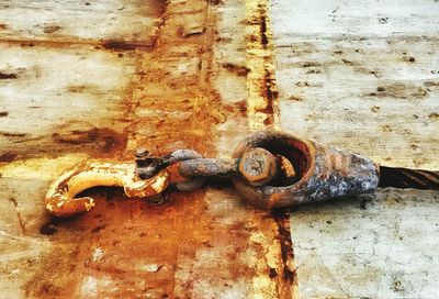 Close-up of rusty metal door