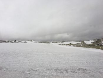 Scenic view of snowcapped landscape against sky