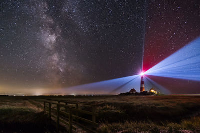 Scenic view of field against sky at night