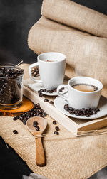 Close-up of coffee cup on table