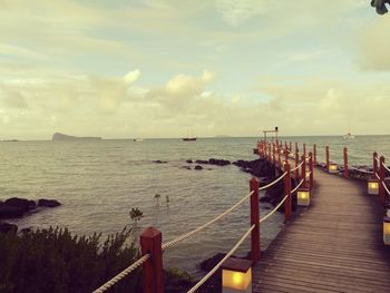 Scenic view of sea against cloudy sky