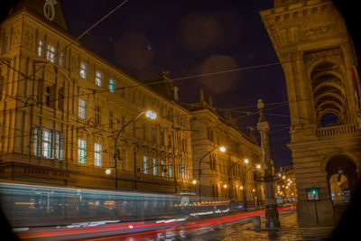 Light trails on city street at night