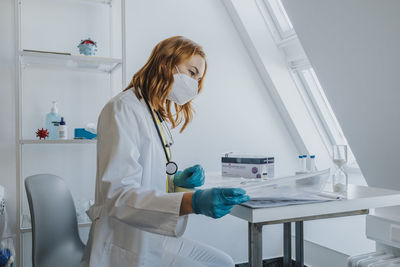 Woman working on table