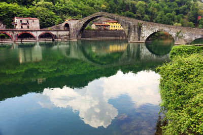 Arch bridge over river