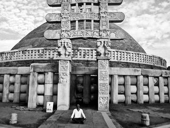 Tourists in front of building