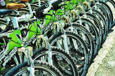 Close-up of bicycle wheel