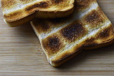 High angle view of bread on table