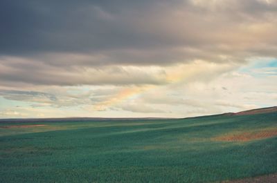 Scenic view of landscape against sky during sunset