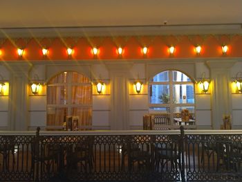 Interior of illuminated restaurant