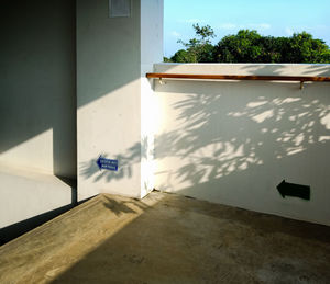 Flower pots on wall of building