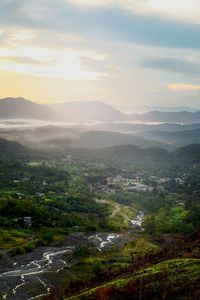 High angle view of landscape against sky