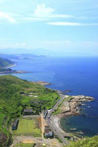 High angle view of sea against sky