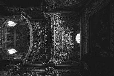 Low angle view of ornate window in building