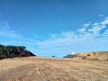 Scenic view of landscape against blue sky