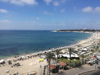 High angle view of beach against sky