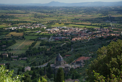 High angle view of townscape against sky