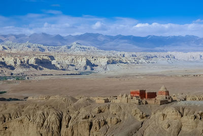 Panoramic view of landscape and mountains against sky