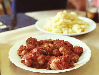 Close-up of meal served in plate