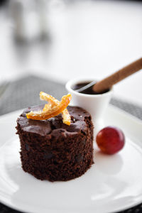 Close-up of dessert in plate on table