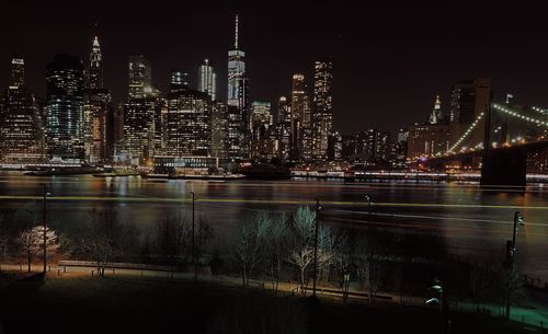 Illuminated city at night